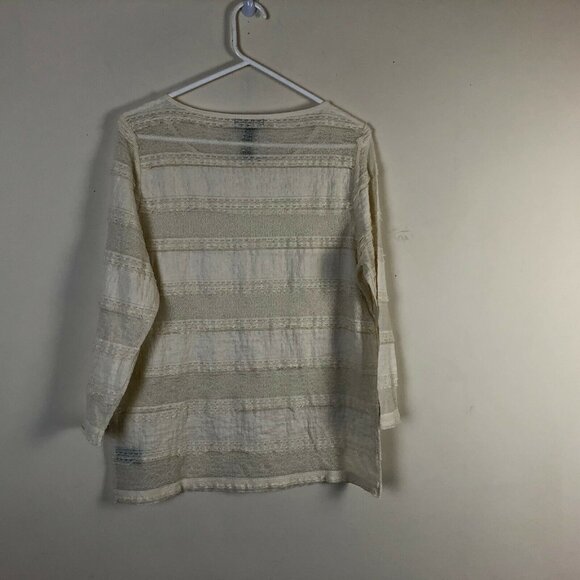 LRL Ralph Lauren XL Shirt Lace Textured Cream White Pullover Round Neck - Picture 4 of 5